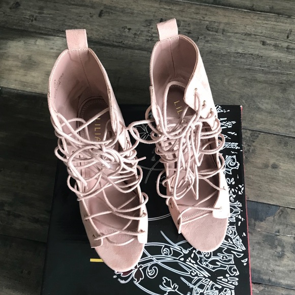 Mauve lace up heels - Picture 3 of 4